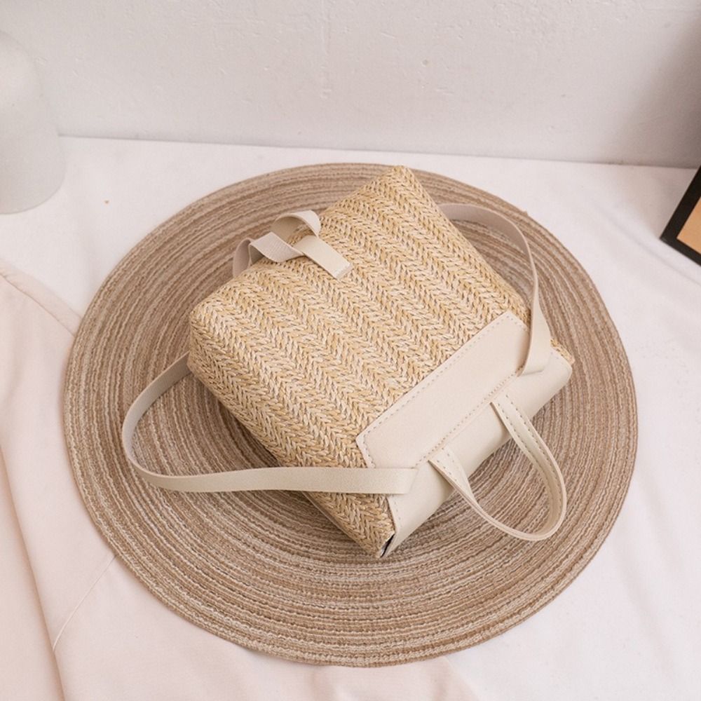 Fashion PU Leather Straw Backp - Leather Backpack Vintage 评论和价格